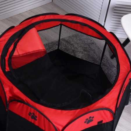 Animal aviary, tent, 8 walls, 90 x 55 cm, red-8