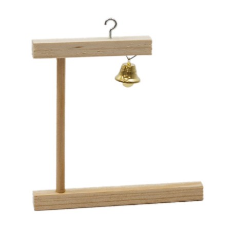 Bird swings in a cage wooden, bell, 12 x 0.8 x 11 cm