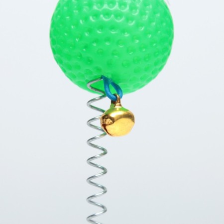 Teaser "corrugated ball with feathers on a suction cup", a ball 3.8 cm, green-4