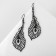 Earrings hanging "feathers" peacock, black matte color, 7.5 cm