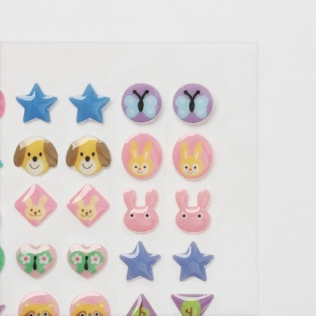 Earrings "Stickers" Smile, with animals, colored-2