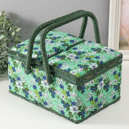Casket for needlework "Field flowers on green" 19x26x14.5 cm-5