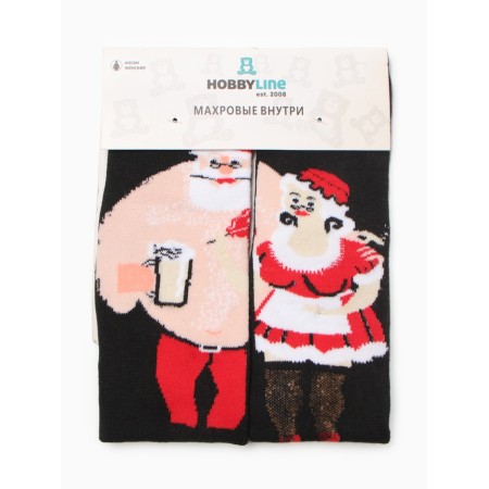 Women's socks "Santa Claus" NZHM8847, gray color, river 36-40-3