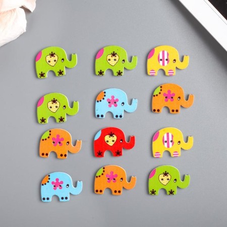 A set of buttons of decorative wood "Elephants" (set 12 pcs) 3x2.6 cm