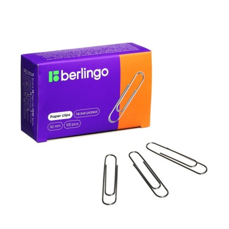 Nickelized paper clips 50 mm, 100 pieces, cardboard packaging-5