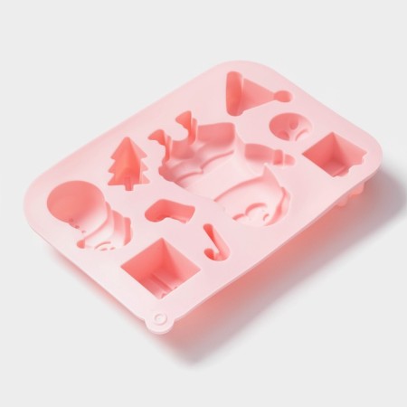 Baking a shade of the share "New Year", 17.5 × 12 × 2.5 cm, 9 cells, pink color-2