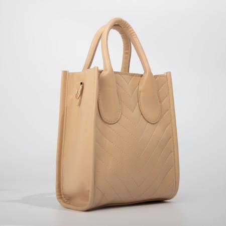 Bag Female Tout with zipper, beige color-3