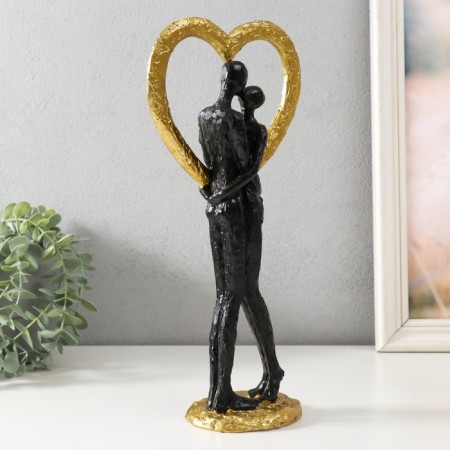 Souvenir Polystone "Abstraction. Kiss at the heart" gold with black 14.5x9x32 cm-1