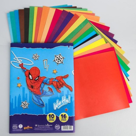 Set "Spider-Man" A4: 10 liters of color unilateral cardboard + 16l color bilateral paper-2