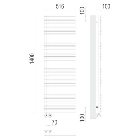 Water towel Terminus "Astra" P28, 70x1400 mm, lower connection, chrome-2