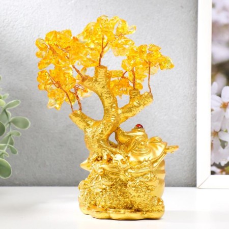 Bonsai souvenir 108 stones "Cash toad by a tree with amber" 17x14x8 cm-4