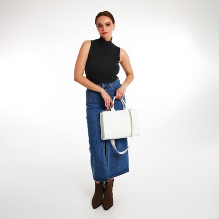 Female bag Textura, tout, medium size, white color-1