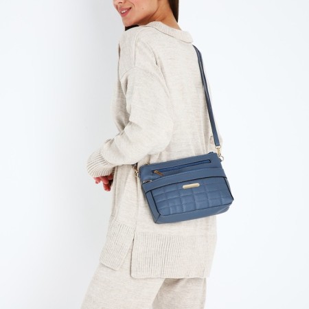 Bag Cross-Bodi with a zipper, blue color-8