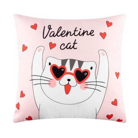Pillow "Ethel" Valentine cat, 40x40 cm, velor, 100% p/e
