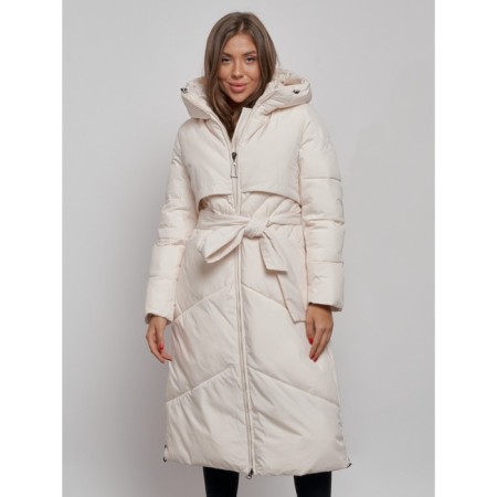 Coat insulated winter female, size 42, light-beige color-7