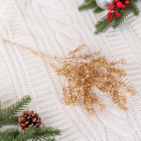 Flowers artificial shine "Fluffy branch" 34 cm, gold