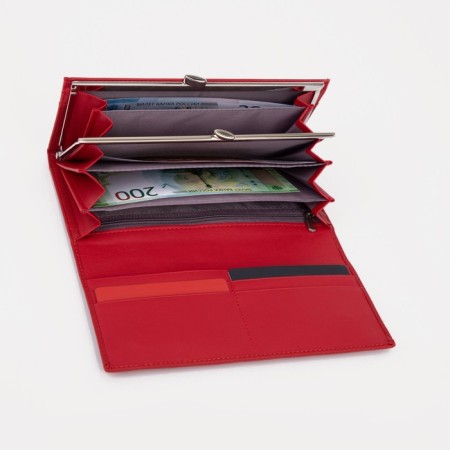 Women's wallet on magnets, red color-3