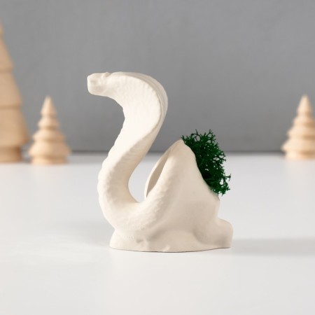 Souvenir "Cobra" with moss white 5x6.5x8 cm (moss green stabil)-4