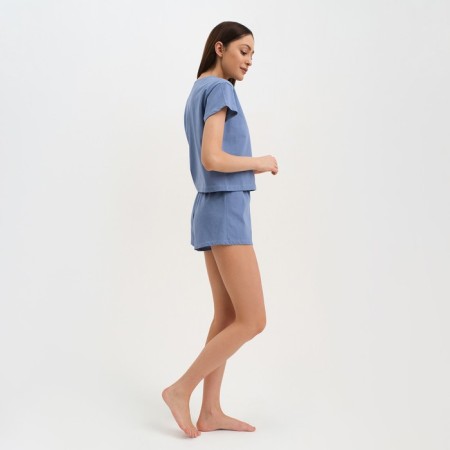 Pajama female (T-shirt and shorts) KAFTAN "BASIC" Size 44-46, Blue color-1