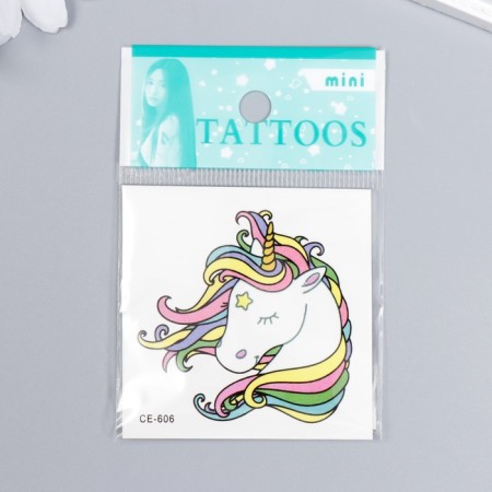 Tattoo on the body color "Unicorn with a rainbow mane" 6x6 cm-2