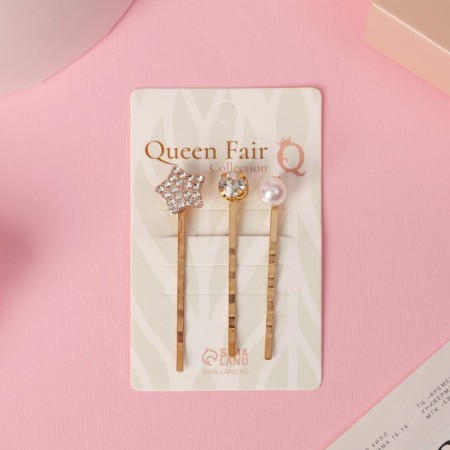 Invisibility for hair "Tertia" (set of 3 pcs) star, 5.5 cm, gold