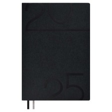 Dated diary 2025, A5+, 176 sheets of Escalada, soft cover of artificial leather, pancake embossing, lies, cream block 70 g/m2, black