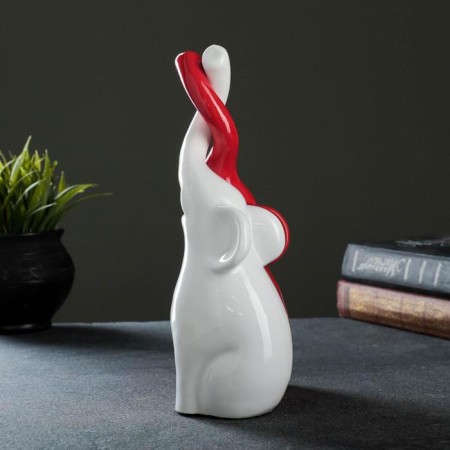 Figure "A couple of elephants" White/Red, 9x15x25cm-1