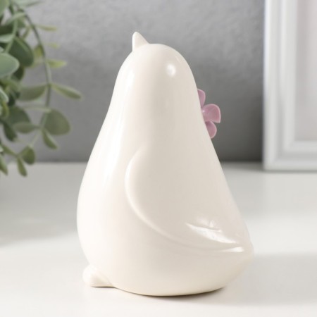 Souvenir ceramics "White bird with a lilac flower" 8.7x7.6x11.6 cm-2