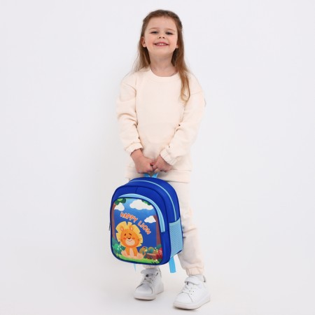 Baby backpack on lightning, 3 outer pockets, blue color-6