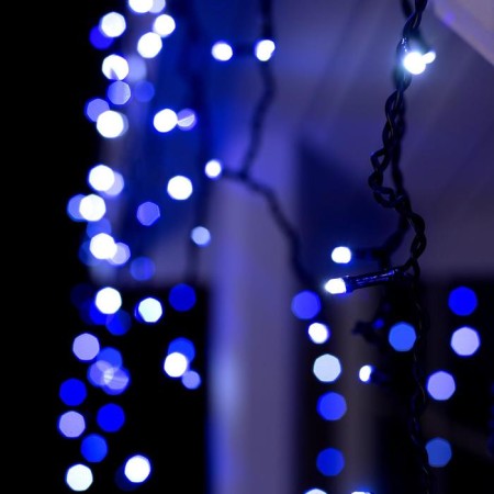 Garland "fringe" 4 × 0.6 m, IP44, dark thread, 180 LED, white-blue glow, flashing, 220 V-2