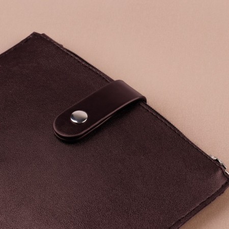 The fastener is sewn for the bag, on the button, 15.5 × 2.5 cm / 4.5 × 2.5 cm, brown / silver color-3