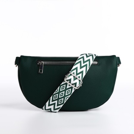 Bag Cross-Bodi with a zipper, green color-3