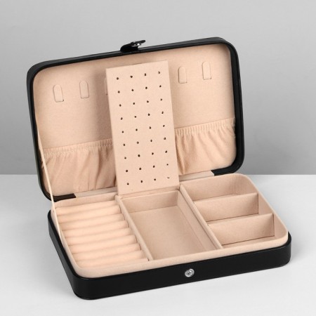 Organizer for jewelry "Portable box", 8 stripes, 4 places, 14 × 21 × 4.5 cm, black color is black-4