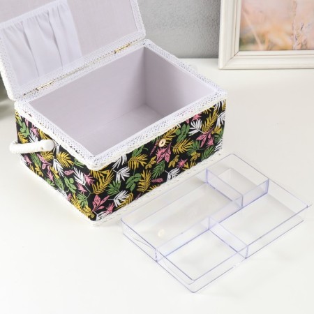 Casket for needlework "Forest branches on black" 19x26x14.5 cm-3
