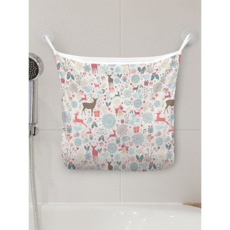 Organizer in a bath on suction cups "New Year's deer", for storing toys and trifles, size 33x39 cm