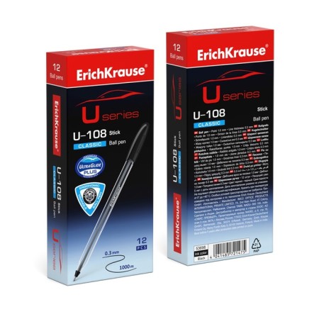 Ballic handle Erichkrause U-108 Classic Stick, Node 1.0 mm, black ink black-3