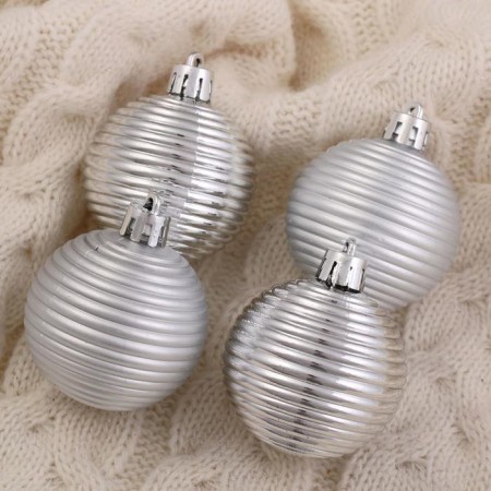 Set of balls plastic D -5 cm, 6 pcs "Midas - Orbit" silver