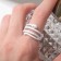Ring "snake" bright, narrow, white color, size 18