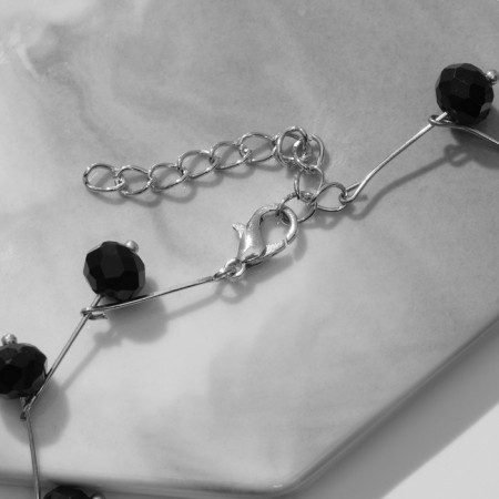 Beads "Zigzag" d = 0.6, black color in silver, 45 cm-2