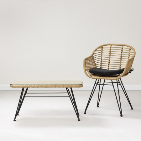 Vetle Bent chair, 560 × 570 × 810 mm, artificial rattan, beige color / black-10