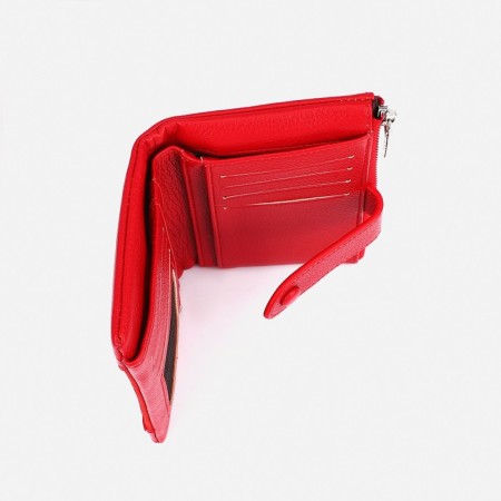 Women's wallet on the button, red color-5
