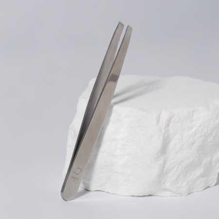 Pinzet "Premium" beveled, wide, 9.6 cm, on the blister, silver color-4