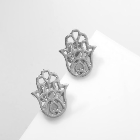 Earrings Metal "HAMS HAND", silver color