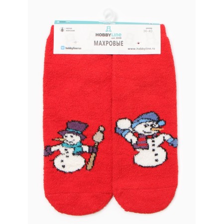 Women's Tensor socks "Friendly Snowmen" NZHMP2201-02-01, Red color, rr 36-40-2