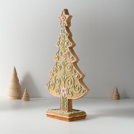 Polystone souvenir "Herringbone Christmas tree with glaze patterns" 18.5x7x30.5 cm-3
