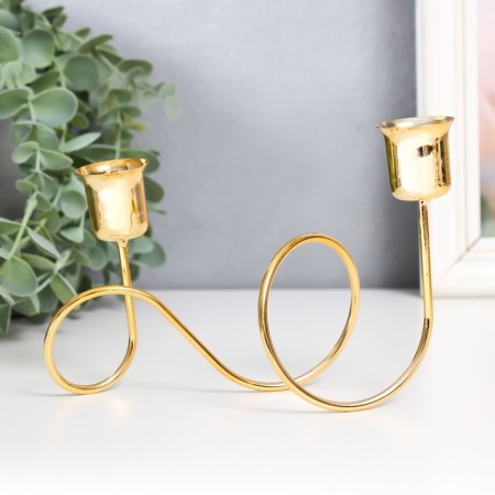 Summary Metal for 2 candles "Unity" d-2-2.3 cm gold 15x7x10 cm-2