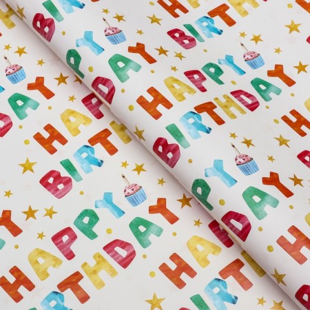 Package paper, glossy "Happy Birthday", 70 x 100 cm, 1 sheet-1