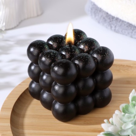 Figure candle "Babble" Big Cube, 5x5x5 cm, black velvet
