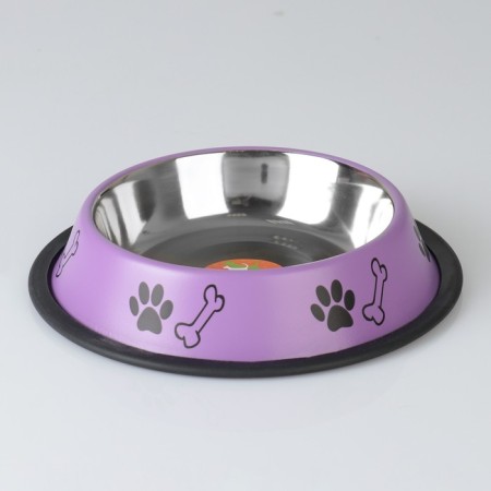 A bowl with a non -slip base color with a print, 475 ml, purple