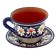 Tea couple of Rishtan ceramics "Flowers", 100 ml, (plate 10cm, cup 7.5cm), blue